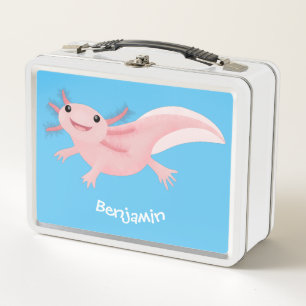 Niedlich-rosa-glückliche axolotl metall brotdose
