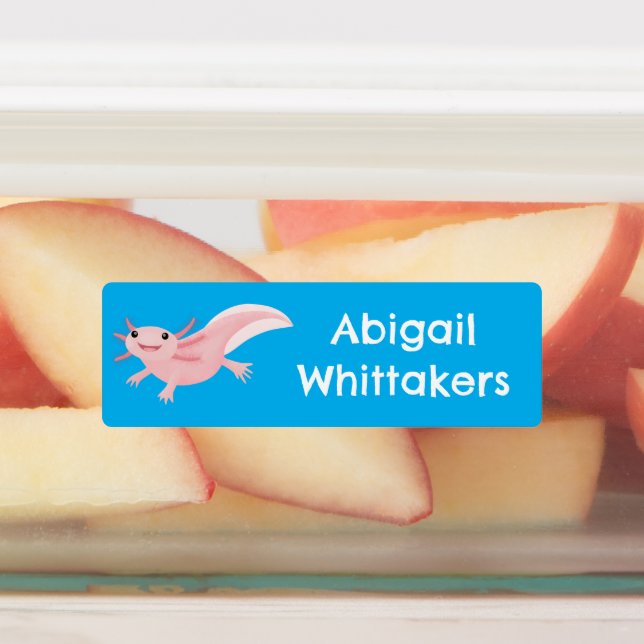 Niedlich rosa glückliche axolotl personalisiert etiketten (Befestigt)