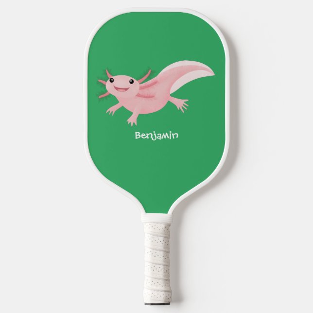 Niedlich-rosa-glückliche axolotl pickleball schläger (Vorderseite)