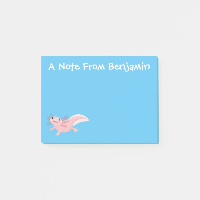 Niedlich-rosa-glückliche axolotl post-it klebezettel (Vorderseite)
