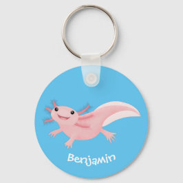 Niedlich-rosa-glückliche axolotl schlüsselanhänger
