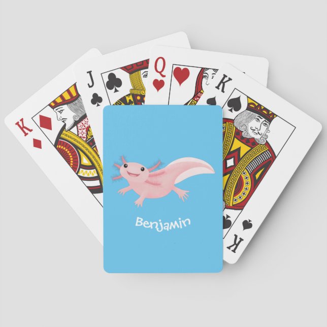 Niedlich-rosa-glückliche axolotl spielkarten (Rückseite)