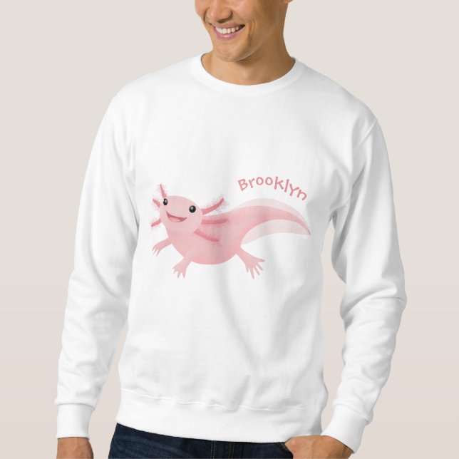 Niedlich-rosa-glückliche axolotl sweatshirt (Vorderseite)