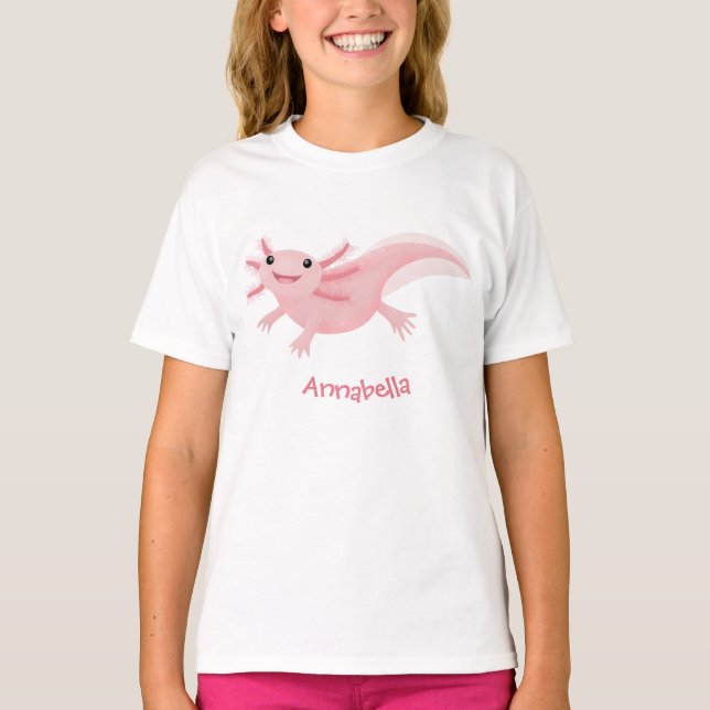 Niedlich-rosa-glückliche axolotl T-Shirt (Vorderseite)