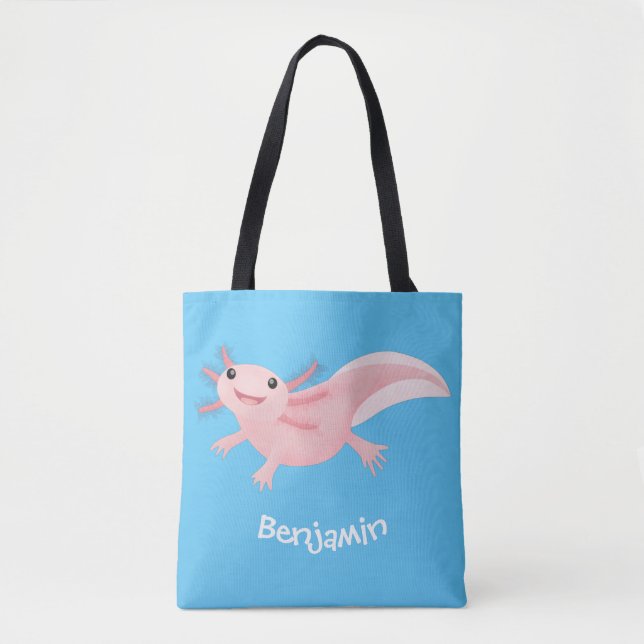 Niedlich-rosa-glückliche axolotl tasche (Vorderseite)