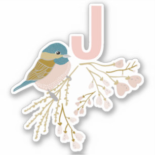 Niedlich rosa Goldchickadee Blumendruck und Erstdr Aufkleber