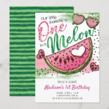 Niedlich rosa grün in einem Melon am 1. Geburtstag