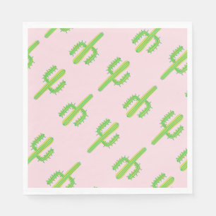 Niedlich rosa Grüner Kakteen Paper Napkins Serviette