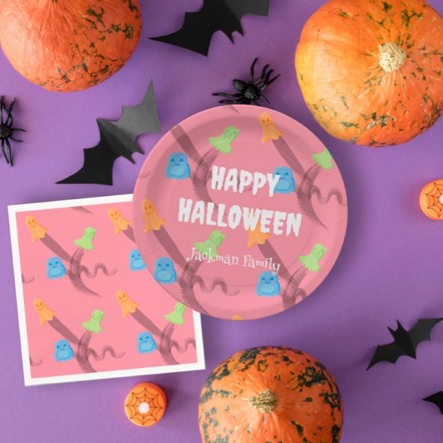Niedlich rosa Halloween anpassbar Pappteller (Cute pink Halloween customizable Paper Plates
)