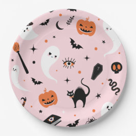 Niedlich rosa Halloween-Party Pappteller