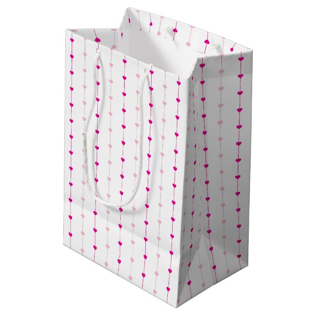 Niedlich rosa Herz - Valentine Geschenktasche Mittlere Geschenktüte (Rückseite Schrägansicht)