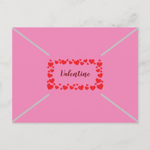 Niedlich-Rosa-Herz-Valentinstag-Umschlag-Stil Feiertagspostkarte