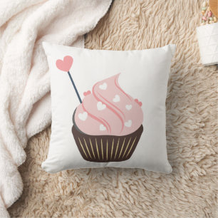 Niedlich rosa Herzchen Valentines Cupcake Kissen
