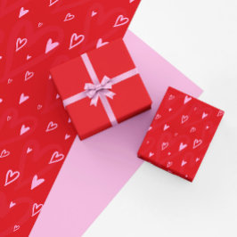 Niedlich rosa Herzen auf rotem Hintergrund Geschenkpapier