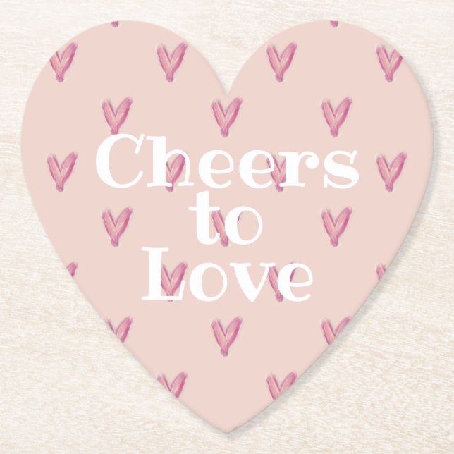 Niedlich rosa Herzklopfen Valentinstag Untersetzer (Vorderseite)