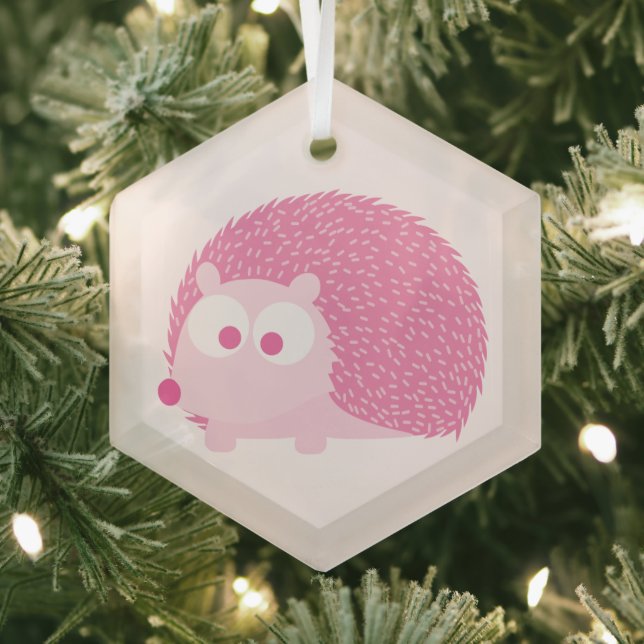 Niedlich rosa Igel Ornament Aus Glas (Insitu)