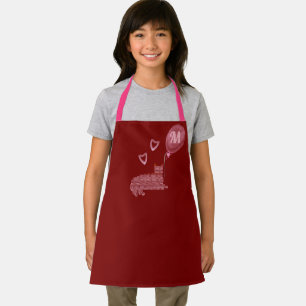 Niedlich rosa Katzenherzen Mit Monogramm Schürze