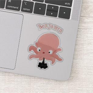 Niedlich-rosa-Kraken-Cartoon-Spaß Aufkleber