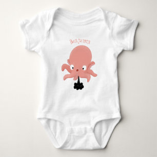 Niedlich-rosa-Kraken-Cartoon-Spaß Baby Strampler