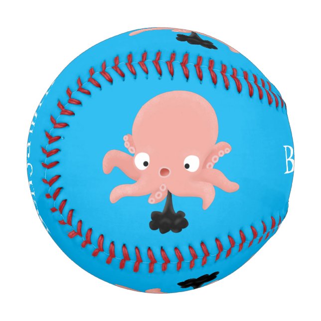 Niedlich-rosa-Kraken-Cartoon-Spaß Baseball (Vorderseite Links)