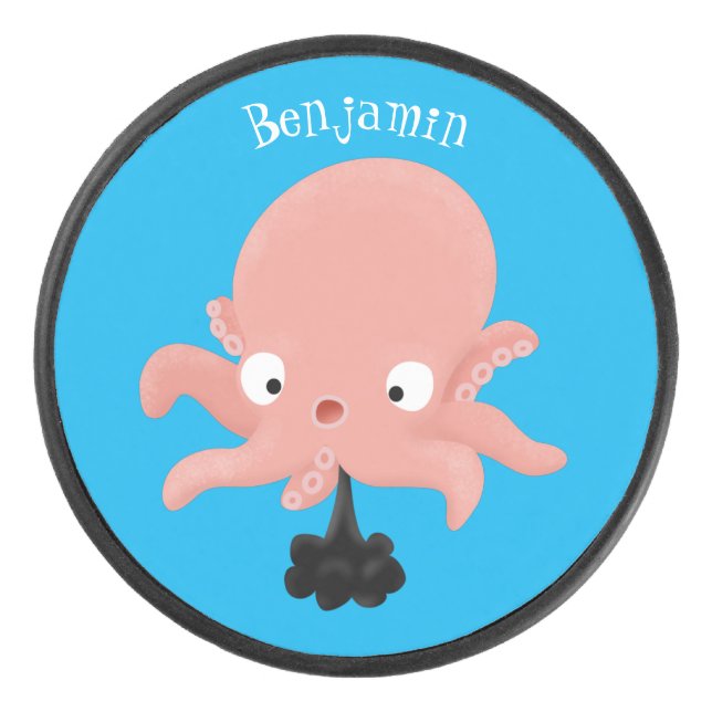 Niedlich-rosa-Kraken-Cartoon-Spaß Eishockey Puck (Vorderseite)