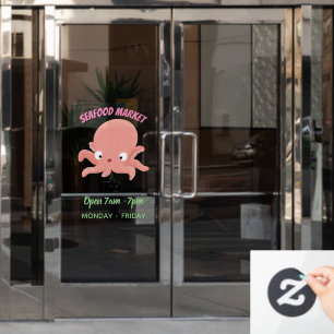 Niedlich-rosa-Kraken-Cartoon-Spaß Fensteraufkleber