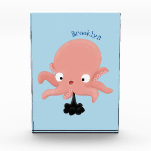 Niedlich-rosa-Kraken-Cartoon-Spaß Fotoblock