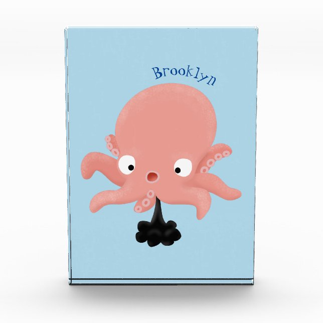 Niedlich-rosa-Kraken-Cartoon-Spaß Fotoblock (Vorderseite)
