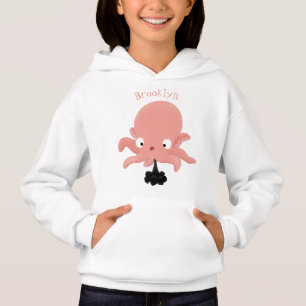 Niedlich-rosa-Kraken-Cartoon-Spaß Hoodie