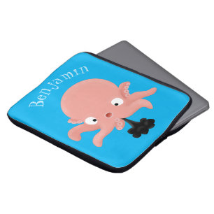 Niedlich-rosa-Kraken-Cartoon-Spaß Laptopschutzhülle