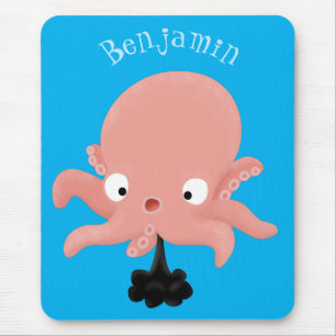Niedlich-rosa-Kraken-Cartoon-Spaß Mousepad