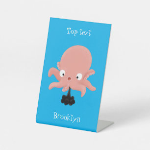 Niedlich-rosa-Kraken-Cartoon-Spaß Sockelschild