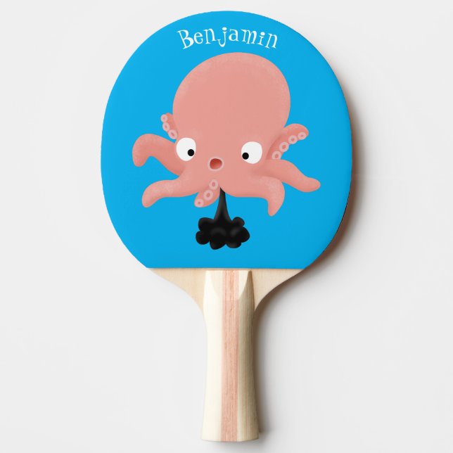 Niedlich-rosa-Kraken-Cartoon-Spaß Tischtennis Schläger (Vorderseite)