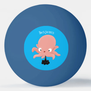 Niedlich-rosa-Kraken-Cartoon-Spaß Tischtennisball