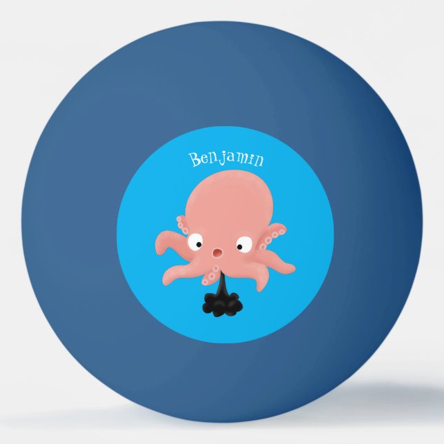 Niedlich-rosa-Kraken-Cartoon-Spaß Tischtennisball (Vorderseite)
