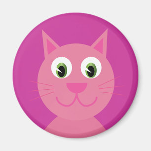 Niedlich rosa lächelnder Cartoon Katzenmagnet Magnet
