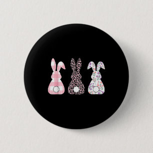 Niedlich rosa Leopard Karierte Blume Happy Osterso Button