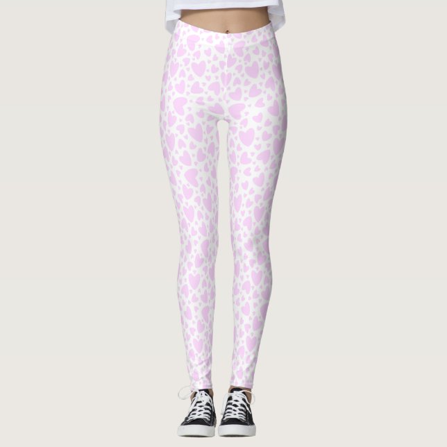 Niedlich rosa Liebe Herzchen Valentine Leggings (Vorderseite)