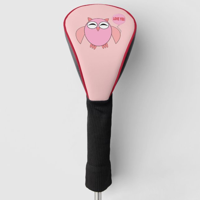 Niedlich rosa Liebe Sie Owl Golf Driver Cover Golf Headcover (Vorderseite)