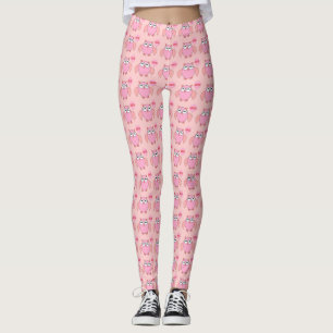 Niedlich-rosa-Liebe Sie Owl Leggings