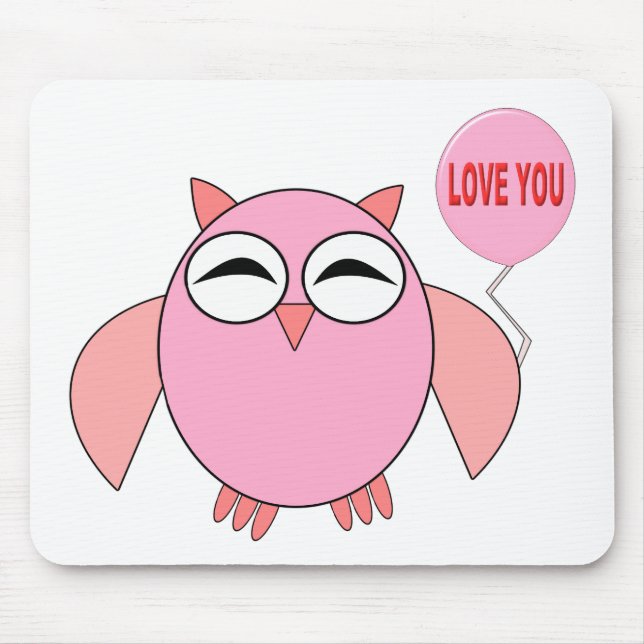 Niedlich rosa Liebe Sie Owl Mousepad (Vorne)