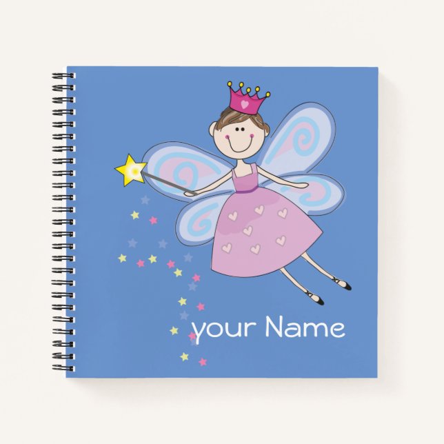Niedlich rosa lila blauer Cartoon personalisiert Notizbuch (Vorderseite)