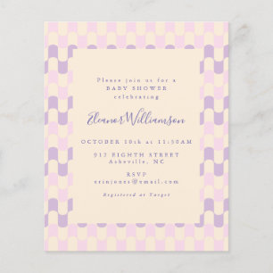 Niedlich rosa Lila Budget Kinderdusche Einladung