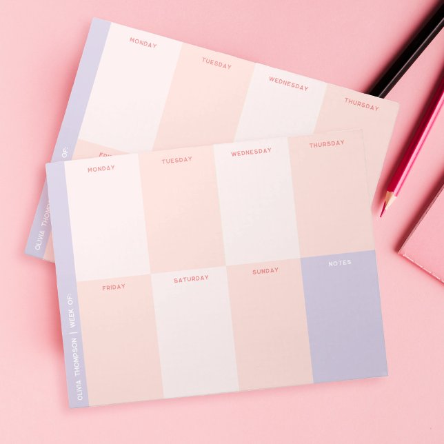 Niedlich rosa Lila School Weekly Planer Notizblock (Von Creator hochgeladen)