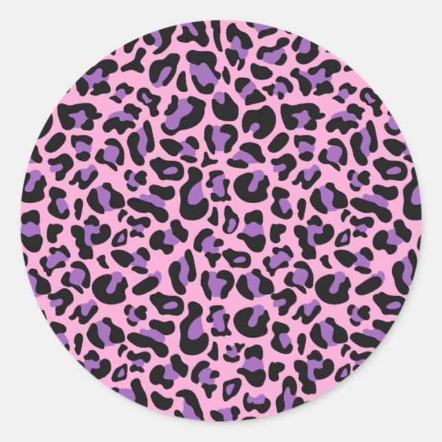 Niedlich rosa Lila Spots Tierkäse Leopard Runder Aufkleber (Vorderseite)