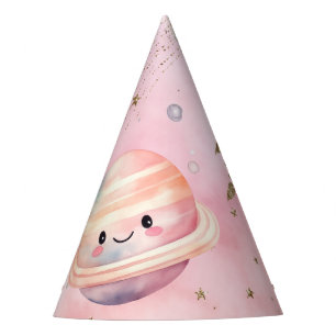 Niedlich rosa Mädchen auf dem Planeten Partyhütchen