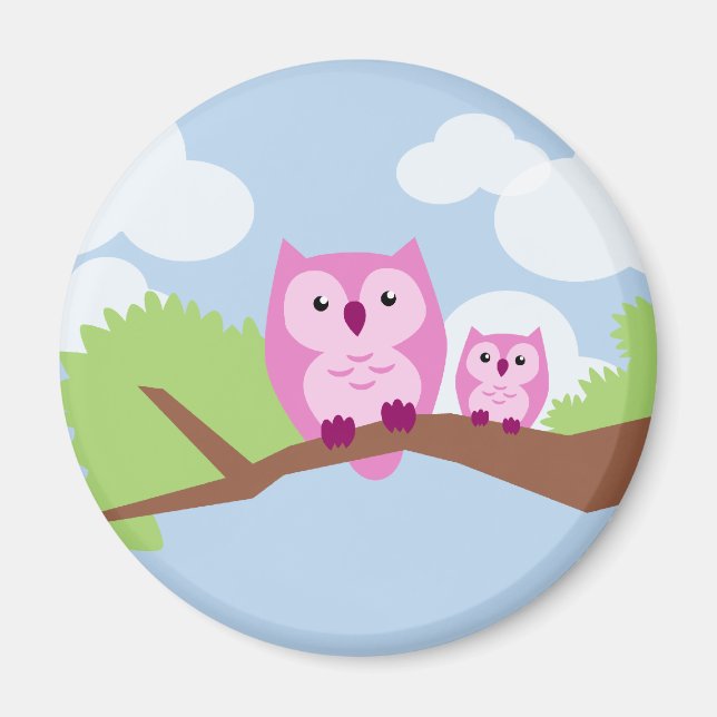 Niedlich rosa Mama und Baby Magnet (Vorne)