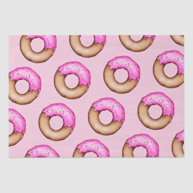 Niedlich rosa Mattierte Donuts mit Sprinklermuster Seidenpapier (Vorderseite)