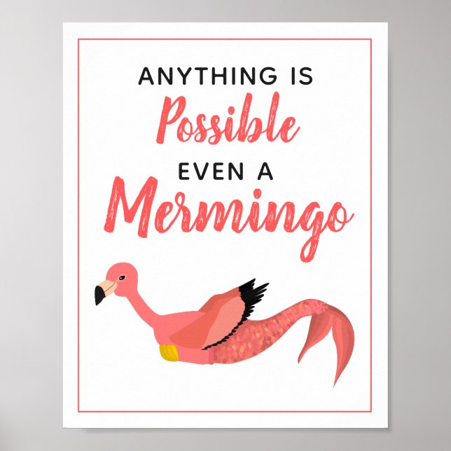 Niedlich rosa Mermaid Flamingo Inspiration Zitat Poster (Vorne)