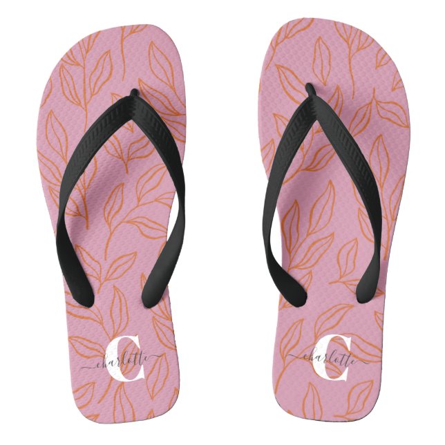 Niedlich rosa Mit Monogramm Name Flip Flops (Fußbett)